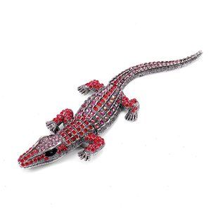 Red rhinestone Crocodile Alligator Pin Broach
